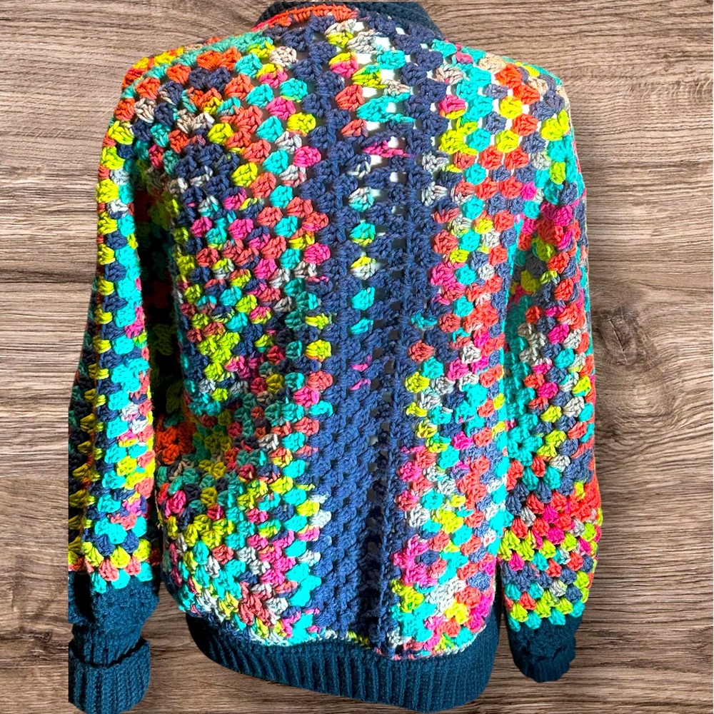 Colorful Crochet Cardigan-Artesian handcrafted